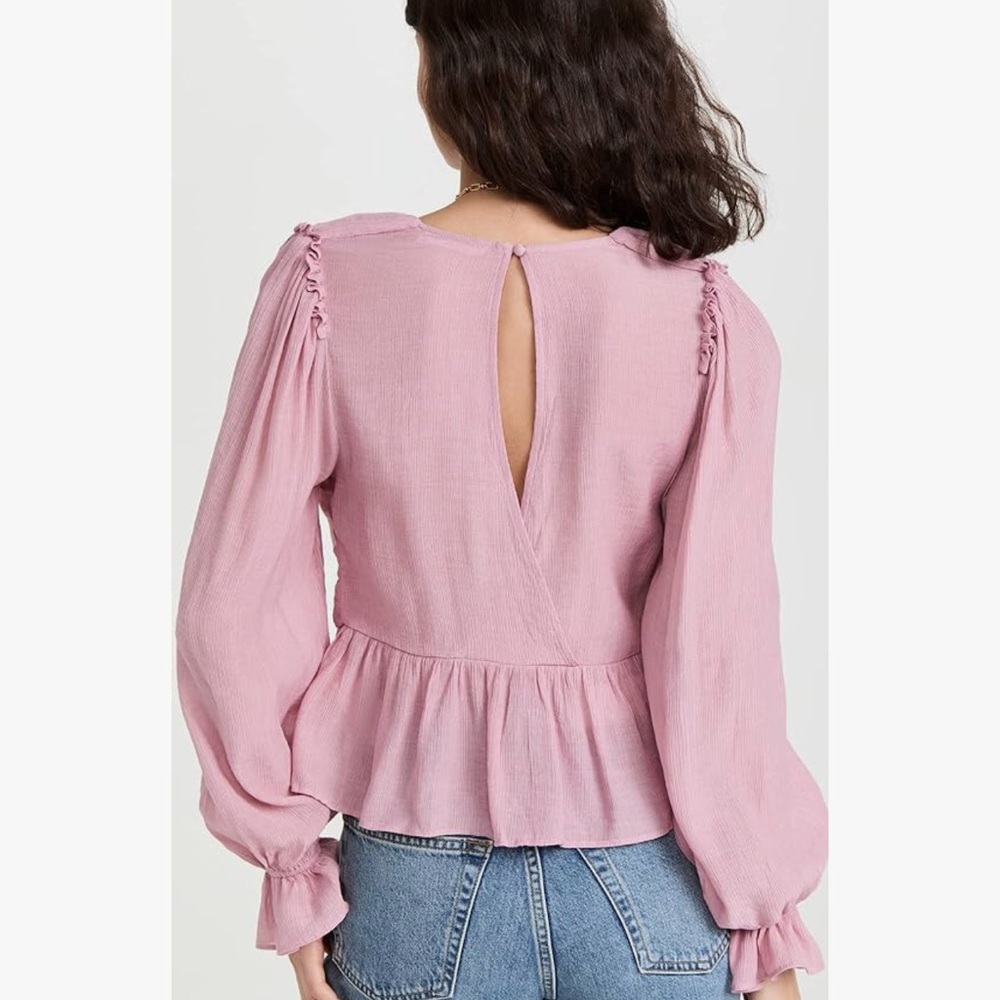 Free People Pink Ruffled Women's Top - Picture 2 of 6